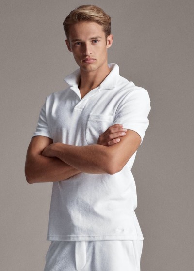 Polos Ralph Lauren Hombre Blancos - Custom Slim Fit Terry - CZFVH9745